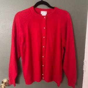 Vintage Red and Pearl Cardigan